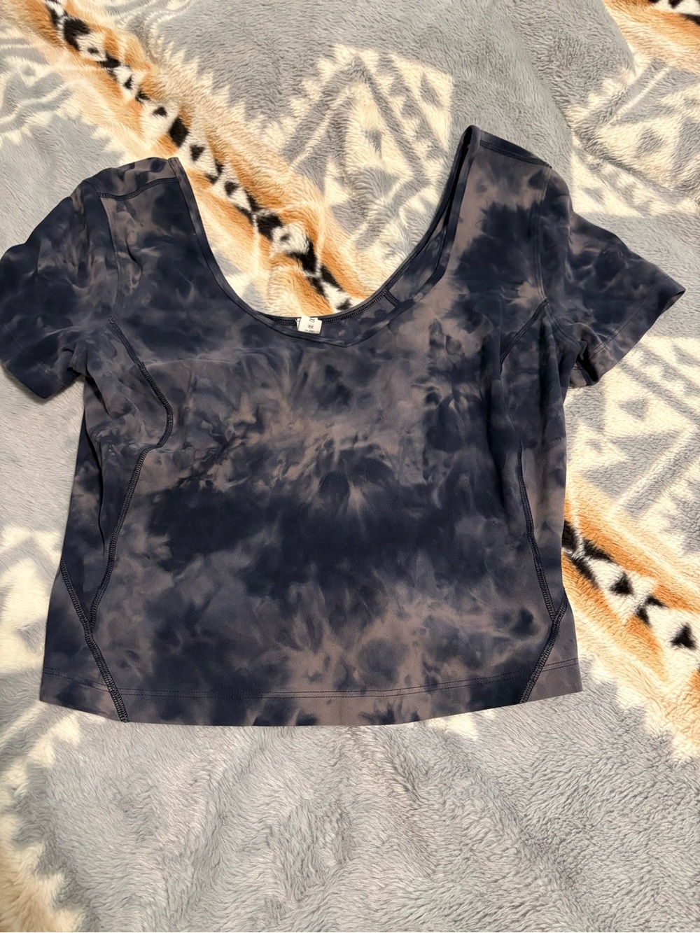 lululemon athletica Tie-Dye Scoop Crop Top - Navy & Gray